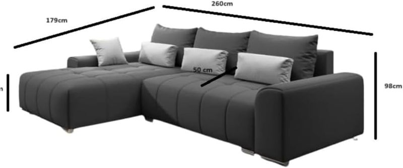 Comfynest Corner Sectional Sofa Set - Modern Space-Saving Right-Hand Design, Dark Grey Upholstery, No Assembly Required, 3-Seater for Living Room (Left Hand Facing) - Image 2